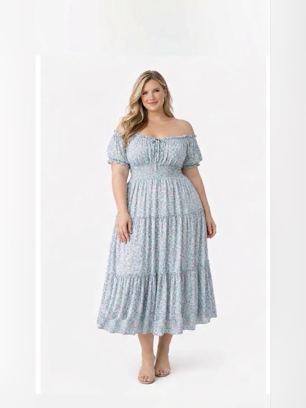 J. Crew Ditsy Floral Smocked Waist Tiered Midi Dress Size 24 Plus Cottagecore